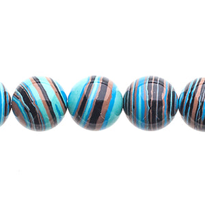 Reconstructed Stone Round 10mm Abstract Brown/Blue