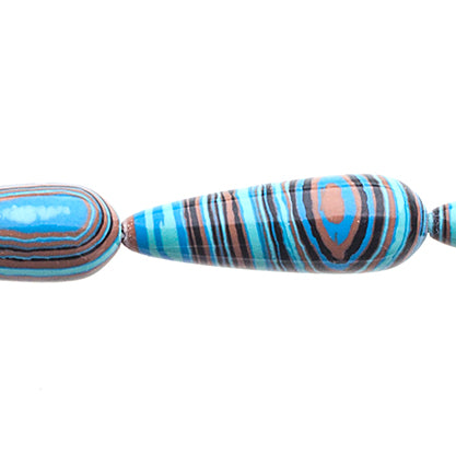 Reconstructed Stone Teardrop 25x8mm Abstract Brown/Blue