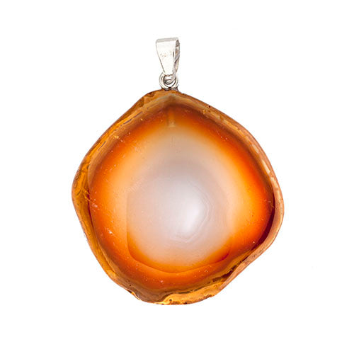 Semi-Precious Pendulum Pendant Agate Amber, apx 40mm