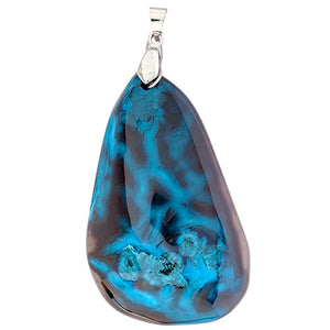 Semi-Precious Pendant Agate Teal, apx 50mm