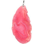 Pink Agate Slab Pendant w/ Rhodium