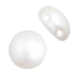 Czech Candy Beads 2-hole 8mm Pearl White Pearl Pastel