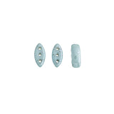 Czech Cali Beads 3-hole Chalk White/DK Green