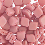 Czech Rhombus Beads 2-hole Pink Silk