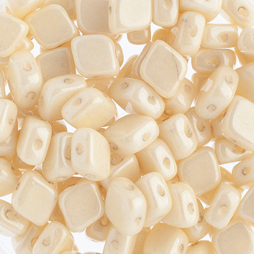 Czech Rhombus Beads 2-hole Chalk White/Cream Luster