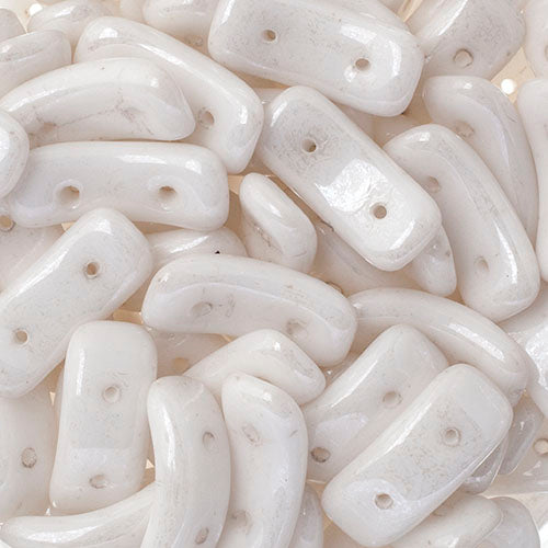 Czech Bow Beads 2-hole Alabaster/White Luster