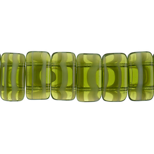 Czech Carrier Beads 9x17mm Green Cloud