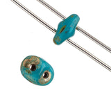 Czech Superduo Beads 2-hole Blue Turquoise Picasso Silver