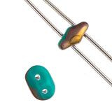 Czech Superduo Beads 2-hole Matte Turquoise Apollo Gold