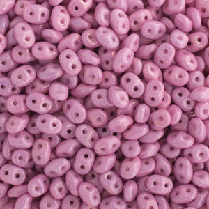 Czech Superduo Beads 2-hole Luster Metallic Pink