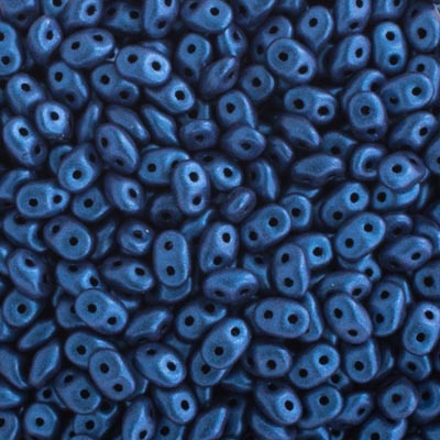 Czech Superduo Beads 2-hole Metallic Suede Blue