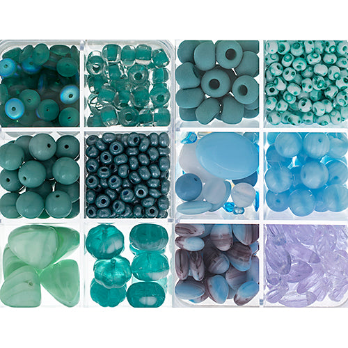 Glass Bead Mix ENCHANTED TURQUOISE apx 200g