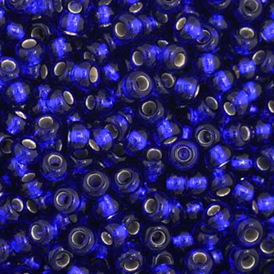 Czech Seed Bead 11/0 SQ/H Silver-Lined Royal Blue