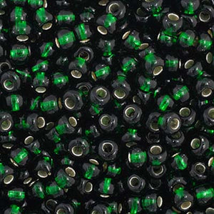 Czech Seed Bead 11/0 SQ/H Silver-Lined Dark Green