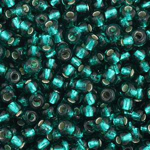 Czech Seed Bead 11/0 SQ/H Silver-Lined Teal Green