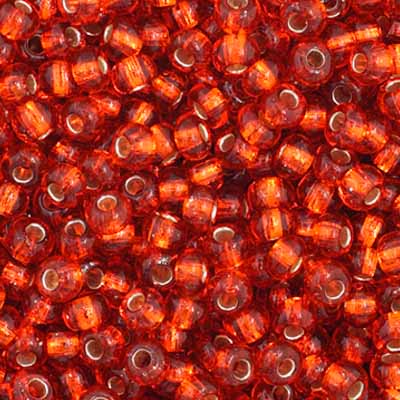 Czech Seed Bead 11/0 SQ/H Silver-Lined Orange