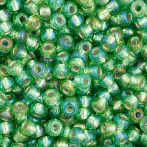 Czech Seed Bead 11/0 Silver-Lined Green Rainbow Natural