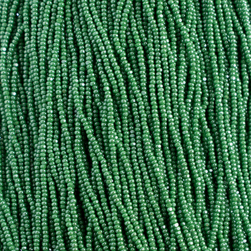 Czech Seed Bead 11/0 Cut Opaque Green Luster