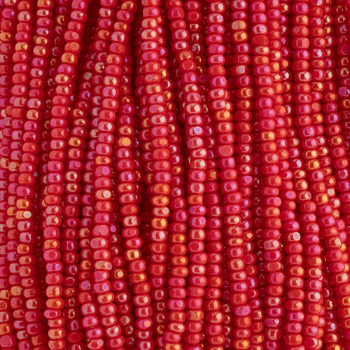 Czech Seed Bead 11/0 Cut Opaque Red AB