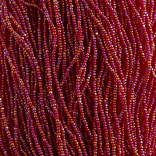 Czech Seed Bead 11/0 Cut Transparent Red Rainbow