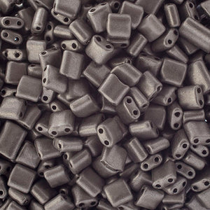 Czech Karo Beads 5x5mm Opaque Dark Grey Chalk Metallic Dyed