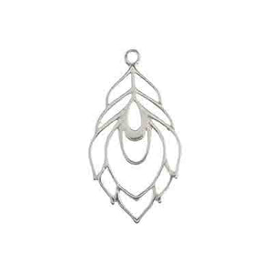 Peacock Feather Pendant Sterling Silver 15x26mm