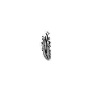 TierraCast Feather Charm Antique Silver 24mm