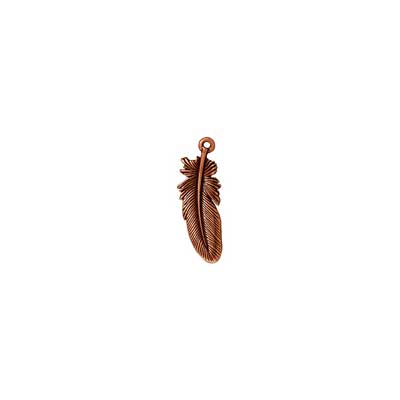 TierraCast Feather Charm Antique Copper 24mm